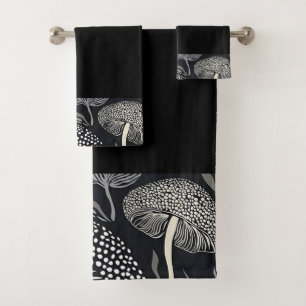 Ensemble de serviettes de bain de champignons noir