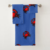 Ensemble de serviettes de bain de crabe rouge (En situation)