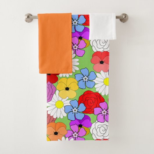 Ensemble de serviettes de bain de jardin fleuri (En situation)