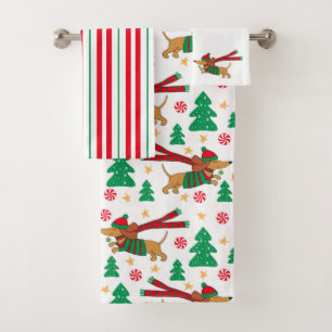Ensemble de serviettes de bain de Noël Dachshund