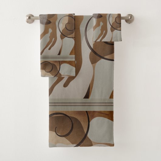 Ensemble de serviettes de bain de tons terre conte (En situation)