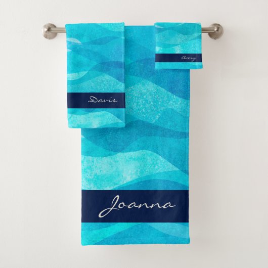 Ensemble De Serviettes De Bain Décoratif turquoise (En situation)