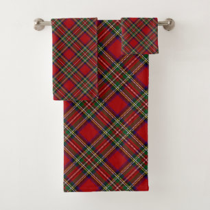 Ensemble de serviettes de bain Diagonal Red Plaid 