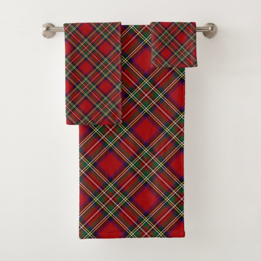 Ensemble de serviettes de bain Diagonal Red Plaid  (En situation)