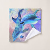 Ensemble de serviettes de bain Dolphin Couple (Gant de toilette)