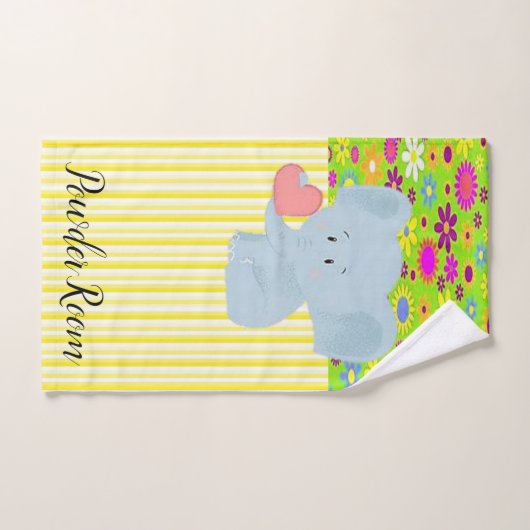 Ensemble de serviettes de bain Eléphant Jaune (Serviette à main)