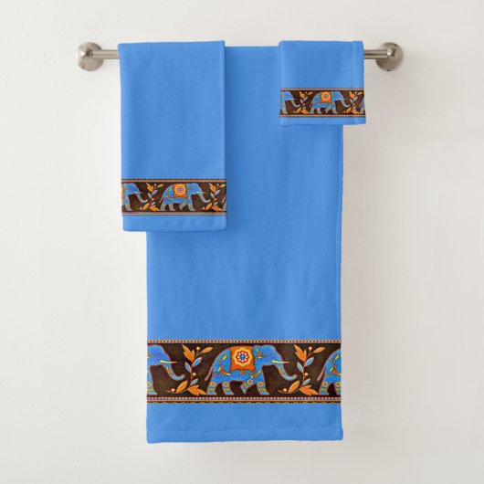 Ensemble de serviettes de bain éléphants lumineux (En situation)