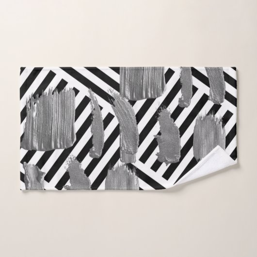 Ensemble de serviettes de bain en argent à rayures (Serviette à main)