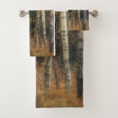 Ensemble de serviettes de bain en bois d'automne (En situation)