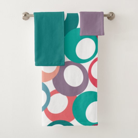 Ensemble de serviettes de bain en Cercles d'Olive (En situation)