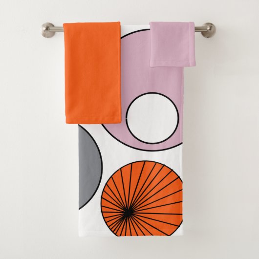 Ensemble De Serviettes De Bain En Cercles Modernes (En situation)