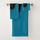 Ensemble de serviettes de bain en chat noir - Choi (En situation)