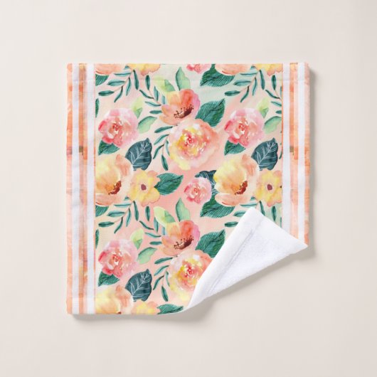 Ensemble de serviettes de bain en corail rayé (Gant de toilette)