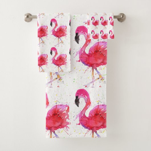 Ensemble de serviettes de bain en Flamant rose ros (En situation)
