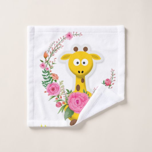 Ensemble de serviettes de bain en girafe de fleurs (Gant de toilette)