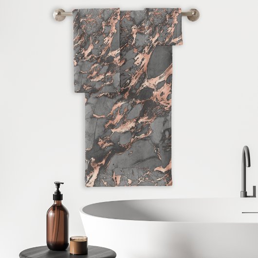 Ensemble de serviettes de bain en marbre gris feui
