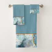 Ensemble de serviettes de bain en marbre pailleté (En situation)