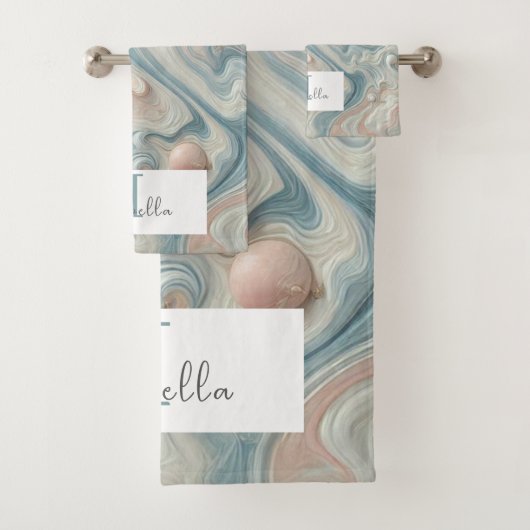Ensemble de serviettes de bain en marbre Pastel pe (En situation)