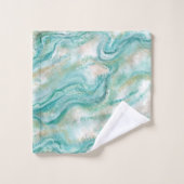 Ensemble de serviettes de bain en marbre turquoise (Gant de toilette)