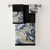 Ensemble de serviettes de bain en noir et blanc (En situation)