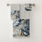 Ensemble de serviettes de bain en noir noir et bla (En situation)