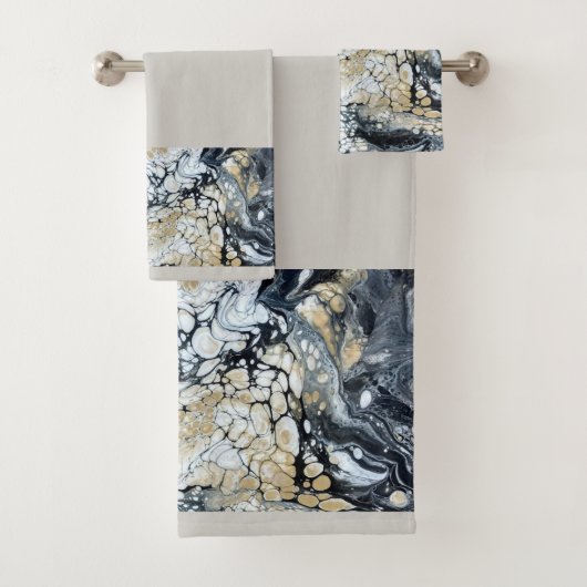 Ensemble de serviettes de bain en noir noir et bla (En situation)