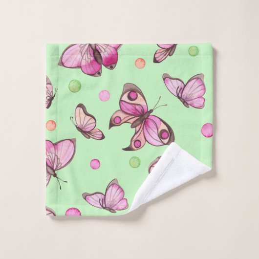 Ensemble de serviettes de bain en papillon rose (Gant de toilette)