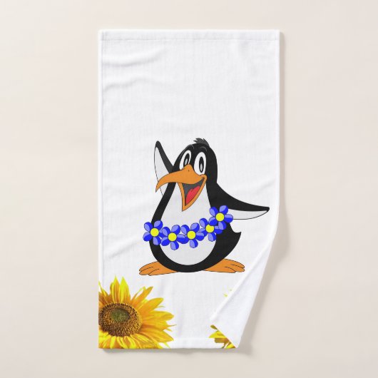 Ensemble de serviettes de bain en pingouin fleuris (Serviette à main)