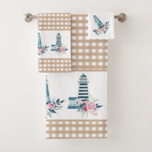 Ensemble de serviettes de bain En vichy et phare