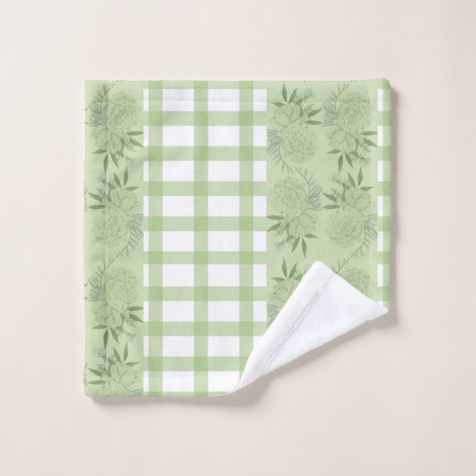 Ensemble de serviettes de bain En vichy vert (Gant de toilette)