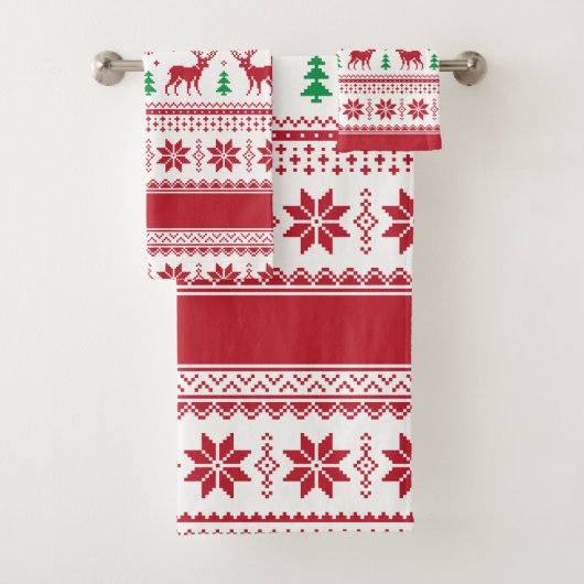 Ensemble de serviettes de bain Fair Isle Reinder & (En situation)