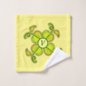 Ensemble de serviettes de bain - Feuilles ivoire e (Gant de toilette)