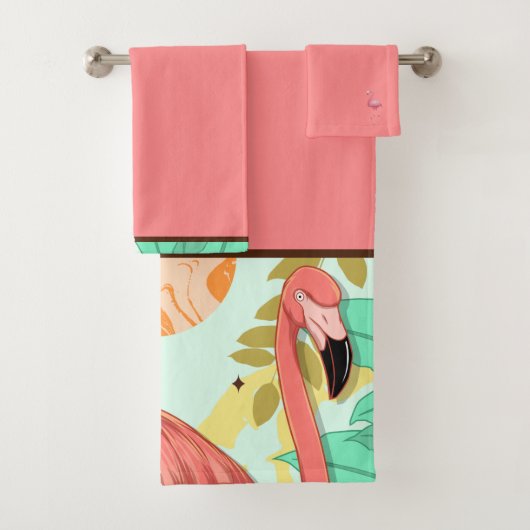 Ensemble de serviettes de bain Flamant rose (En situation)