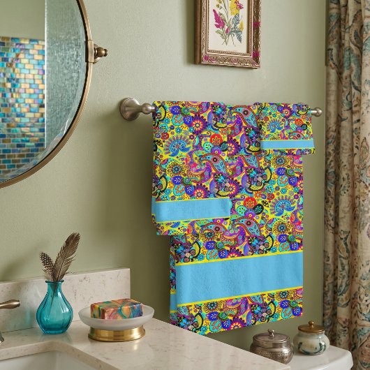Ensemble de serviettes de bain fleuri brillant en