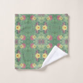Ensemble de serviettes de bain fleuri vert (Gant de toilette)