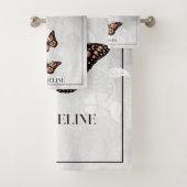 Ensemble de serviettes de bain fleurie Papillon en (En situation)