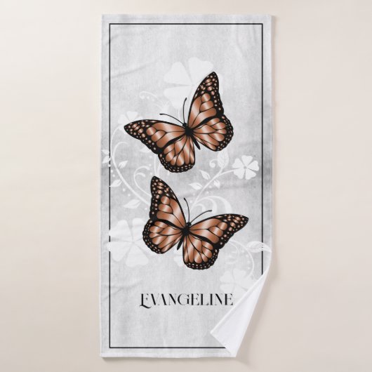 Ensemble de serviettes de bain fleurie Papillon en (Serviette de bain)