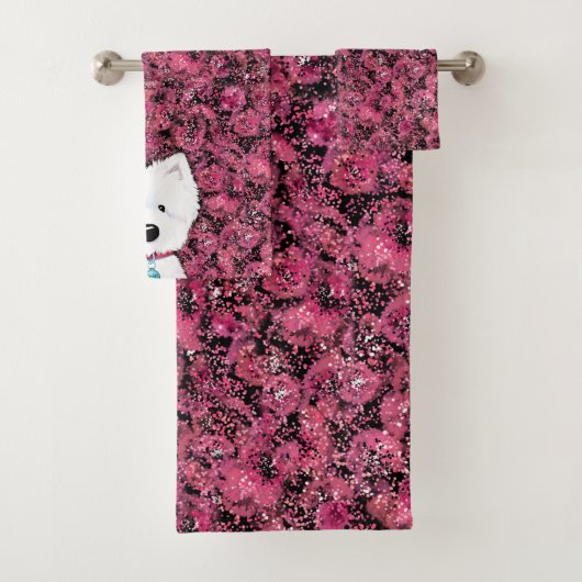 Ensemble de serviettes de bain fleurie Westie Impr (En situation)