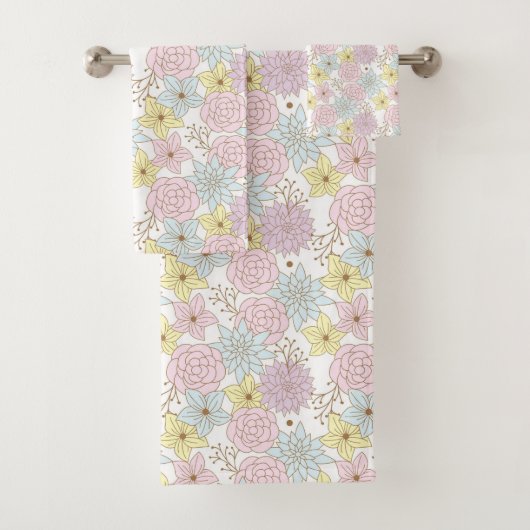 ensemble de serviettes de bain fleurs de printemps (En situation)