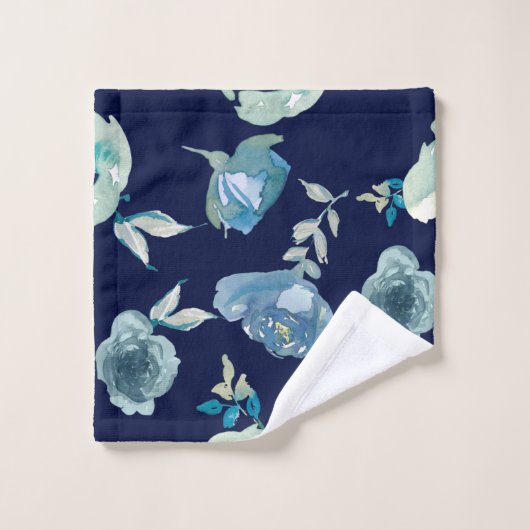 Ensemble de serviettes de bain Floral bleu (Gant de toilette)