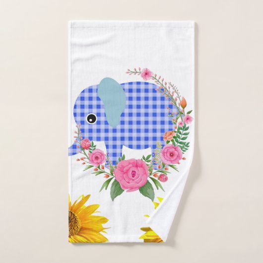Ensemble de serviettes de bain Floral Blue Elephan (Serviette à main)