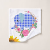 Ensemble de serviettes de bain Floral Blue Elephan (Gant de toilette)