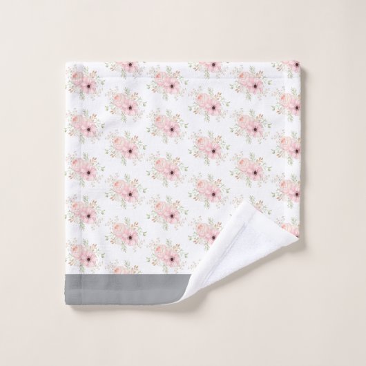 Ensemble De Serviettes De Bain Floral Rose (Gant de toilette)