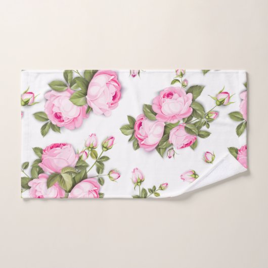  Ensemble De Serviettes De Bain Floral Rose (Serviette à main)