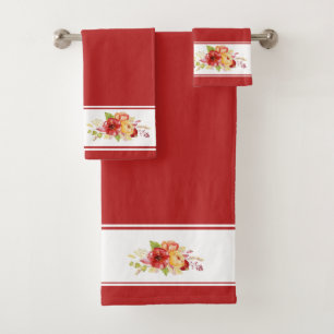 Ensemble de serviettes de bain florales aquarelle