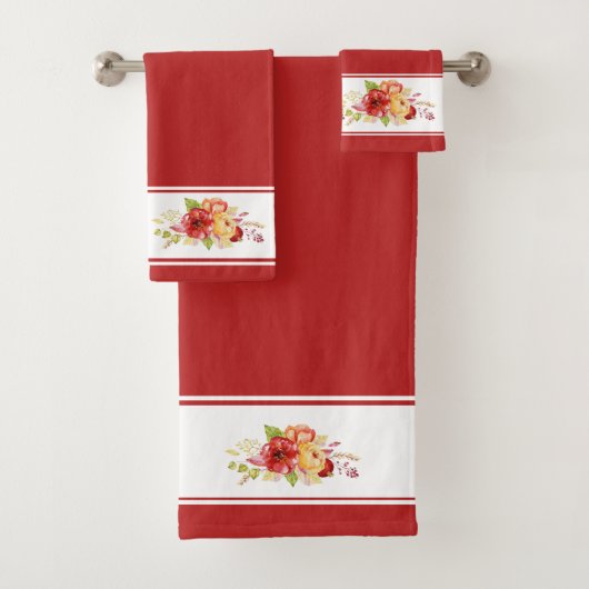 Ensemble de serviettes de bain florales aquarelle (En situation)
