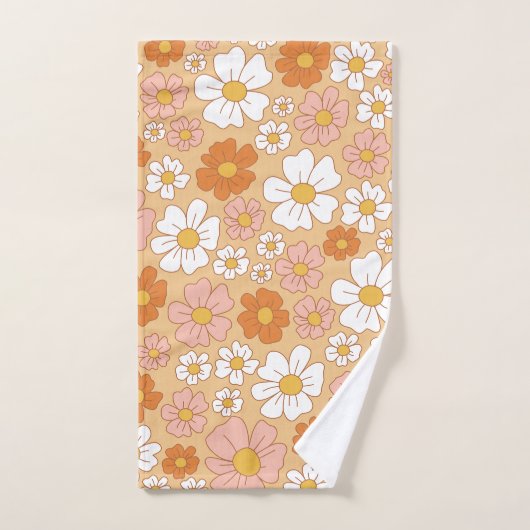 Ensemble de serviettes de bain florales orange et (Serviette à main)