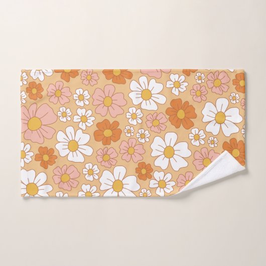 Ensemble de serviettes de bain florales orange et  (Serviette à main)