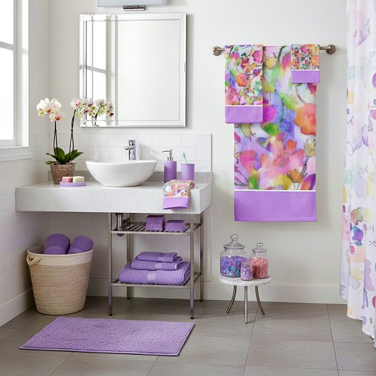 Ensemble de serviettes de bain florales pastel