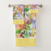 ensemble de serviettes de bain florales pastel (En situation)